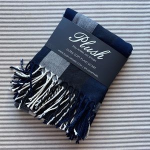 Navy ultra soft plaid scarf by Plush Apparel